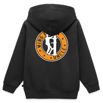 Wing Chun Oncle Wing Chun Combattant - Sweat Premium à capuche zippé enfant bio - noir - Dos - AI Model Kid Male (0cm)