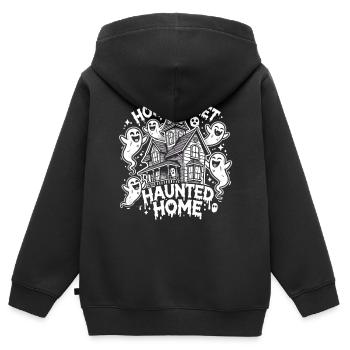 Maison hantée effrayante d’Halloween - Sweat Premium à capuche zippé enfant bio - noir - Dos - AI Model Kid Male (0cm)
