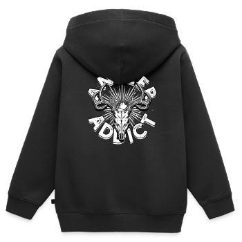 Geweih Geweihjagd Abwurfstangen Antler Addict - Kinder Premium Organic Zip Hoodie - Schwarz - Hinten - AI Model Kid Male (0cm)