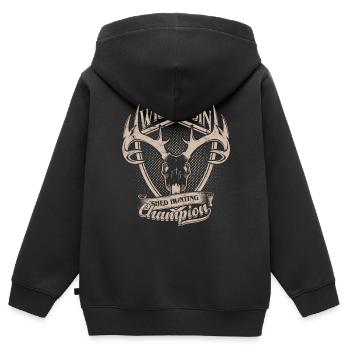 Bois Bois Chasse Bois Lancer Cannes - Sweat Premium à capuche zippé enfant bio - noir - Dos - AI Model Kid Male (0cm)