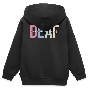 Sensibilisation à la surdité Deafness Amer - Sweat Premium à capuche zippé enfant bio - noir - Dos - AI Model Kid Male (0cm)