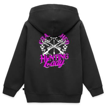 Geweih Crazy Shed Hunting Lady - Kinder Premium Organic Zip Hoodie - Schwarz - Hinten - AI Model Kid Male (0cm)