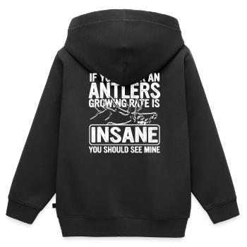 Bois Bois Chasse Bois Lancer Cannes - Sweat Premium à capuche zippé enfant bio - noir - Dos - AI Model Kid Male (0cm)