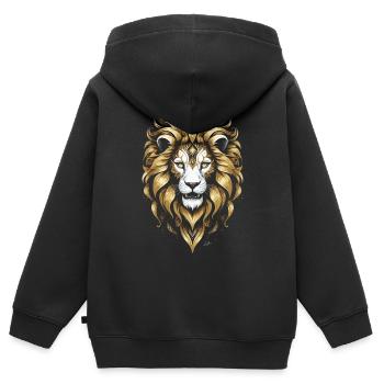 König - Löwe Gold - Kinder Premium Organic Zip Hoodie - Schwarz - Hinten - AI Model Kid Male (0cm)