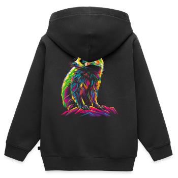 Miel Blaireau Ratel Popart - Sweat Premium à capuche zippé enfant bio - noir - Dos - AI Model Kid Male (0cm)
