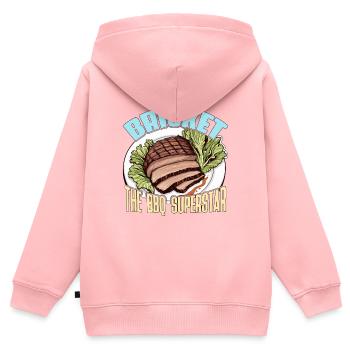 Poitrine de bœuf Le BBQ Viande grillée Barbecue - Sweat Premium à capuche zippé enfant bio - rose - Dos - AI Model Kid Female (0cm)