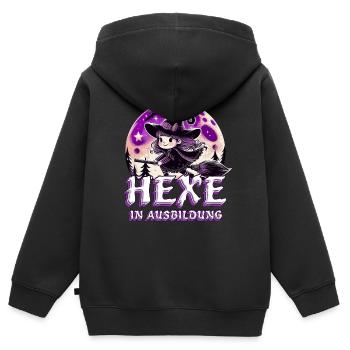 Hexe in Ausbildung Hexenbexen - Kinder Premium Organic Zip Hoodie - Schwarz - Hinten - AI Model Kid Male (0cm)