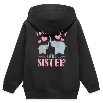Bébé soeur révéler obtenir petite soeur éléphant - Sweat Premium à capuche zippé enfant bio - noir - Dos - AI Model Kid Male (0cm)