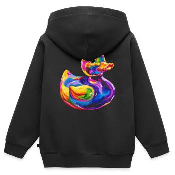 Gummi-Ente Duckie Popart - Kinder Premium Organic Zip Hoodie - Schwarz - Hinten - AI Model Kid Male (0cm)