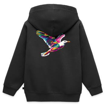 Seemöwe Möwe Seevogel Popart - Kinder Premium Organic Zip Hoodie - Schwarz - Hinten - AI Model Kid Male (0cm)