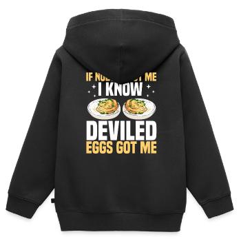 Oeufs farcis - Sweat Premium à capuche zippé enfant bio - noir - Dos - AI Model Kid Male (0cm)