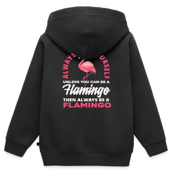 Flamingo Flamingo - Kinder Premium Organic Zip Hoodie - Schwarz - Hinten - AI Model Kid Male (0cm)