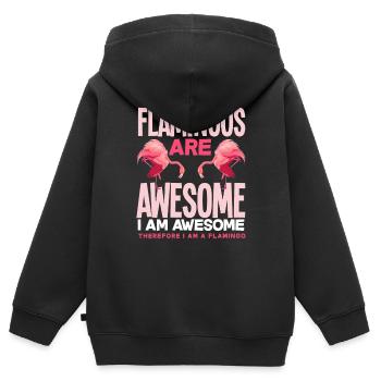Flamingo Ich Bin Ein Flamingo - Kinder Premium Organic Zip Hoodie - Schwarz - Hinten - AI Model Kid Male (0cm)