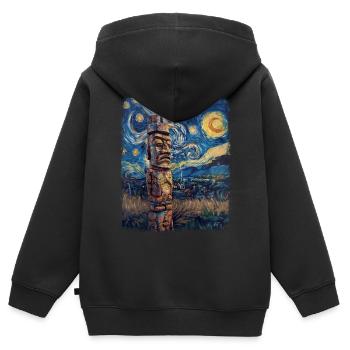 Tiki Luau Hawaiian Hawaii Tiki Maske Sternennacht - Kinder Premium Organic Zip Hoodie - Schwarz - Hinten - AI Model Kid Male (0cm)