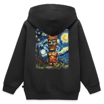 Tiki Luau Hawaiian Hawaii Tiki Maske Sternennacht - Kinder Premium Organic Zip Hoodie - Schwarz - Hinten - AI Model Kid Male (0cm)