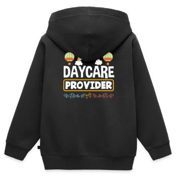 Crèche Regenbogen - Sweat Premium à capuche zippé enfant bio - noir - Dos - AI Model Kid Male (0cm)