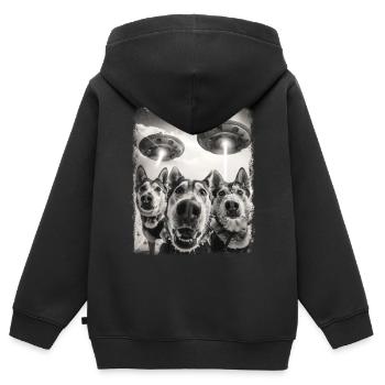 Mushing Sled Dog Sledding UFO Alien Extraterrestri - Kids Premium Organic Zip-up Hoodie - black - Back - AI Model Kid Male (0cm)