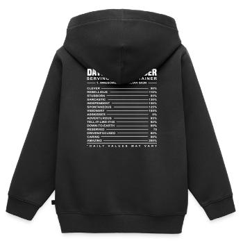 Information sur les ingrédients du fournisseur de garderie - Sweat Premium à capuche zippé enfant bio - noir - Dos - AI Model Kid Male (0cm)