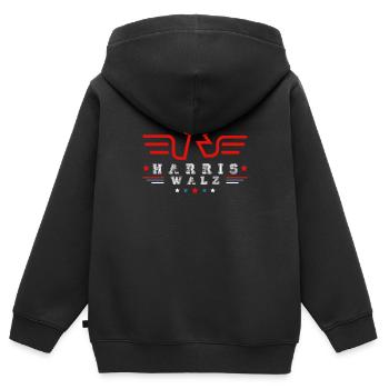 Kamala Harris & Tim Walz 2024 Chemise de soutien - Sweat Premium à capuche zippé enfant bio - noir - Dos - AI Model Kid Male (0cm)