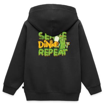 Pickleball Servir Dink Répéter - Sweat Premium à capuche zippé enfant bio - noir - Dos - AI Model Kid Male (0cm)