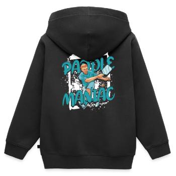 Pickleball Paddle Maniac - Kinder Premium Organic Zip Hoodie - Schwarz - Hinten - AI Model Kid Male (0cm)
