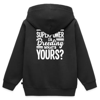 Meine Superkraft Ist Züchten Highland Kuh - Kinder Premium Organic Zip Hoodie - Schwarz - Hinten - AI Model Kid Male (0cm)