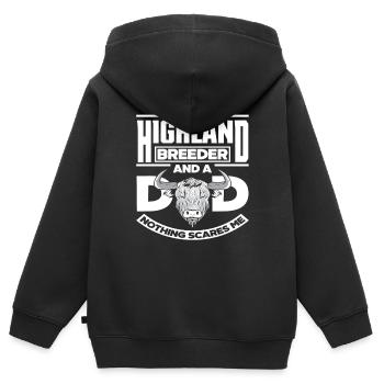 Ich Bin Highland Züchter Und Papa - Kinder Premium Organic Zip Hoodie - Schwarz - Hinten - AI Model Kid Male (0cm)