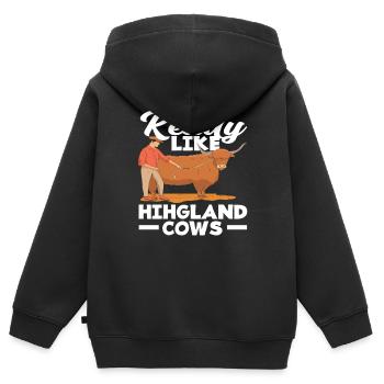 Ich Mag Wirklich Highland Kühe - Kinder Premium Organic Zip Hoodie - Schwarz - Hinten - AI Model Kid Male (0cm)