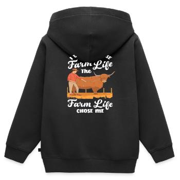 Ich Habe Das Farmleben Nicht Gewählt Das Farmleben - Kinder Premium Organic Zip Hoodie - Schwarz - Hinten - AI Model Kid Male (0cm)