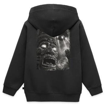 Tiki Luau Tiki Masque OVNI Alien Alien Self - Sweat Premium à capuche zippé enfant bio - noir - Dos - AI Model Kid Male (0cm)