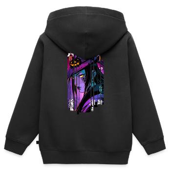 Halloween - Hexe Geometrischer Effekt Mauve - Kinder Premium Organic Zip Hoodie - Schwarz - Hinten - AI Model Kid Male (0cm)