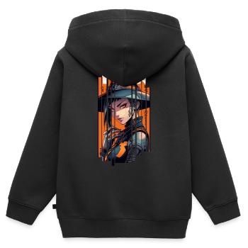 Orange Geometrische Hexe - Kinder Premium Organic Zip Hoodie - Schwarz - Hinten - AI Model Kid Male (0cm)