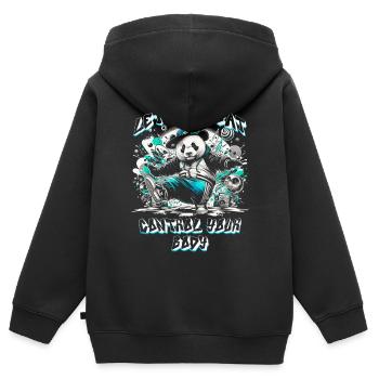 Breakdance B-boy Cascadeur Danseur de rue - Sweat Premium à capuche zippé enfant bio - noir - Dos - AI Model Kid Male (0cm)