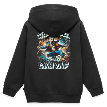Breakdance B-boy Le sol est ma toile - Sweat Premium à capuche zippé enfant bio - noir - Dos - AI Model Kid Male (0cm)