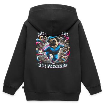 Breakdance B-boy Catch the Beat - Sweat Premium à capuche zippé enfant bio - noir - Dos - AI Model Kid Male (0cm)