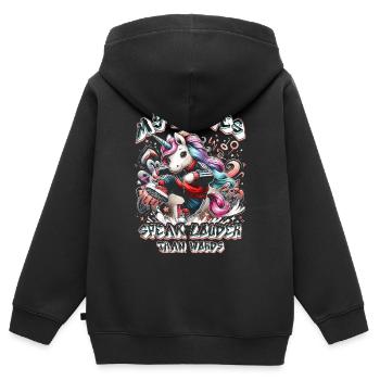 Breakdance B-boy Cascadeur Danseur de rue - Sweat Premium à capuche zippé enfant bio - noir - Dos - AI Model Kid Male (0cm)