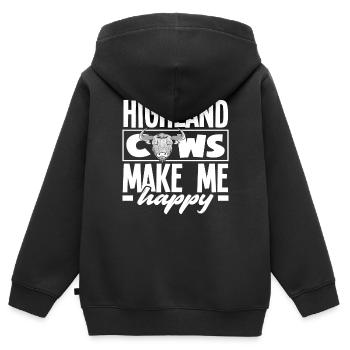 Highland Kühe Machen Mich Glücklich - Kinder Premium Organic Zip Hoodie - Schwarz - Hinten - AI Model Kid Male (0cm)