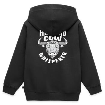 Highland Cow Whisperer Schottisches Hochlandrind - Kinder Premium Organic Zip Hoodie - Schwarz - Hinten - AI Model Kid Male (0cm)