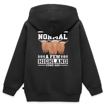 Ich War Normal Vor Einigen Hochlandkühen - Kinder Premium Organic Zip Hoodie - Schwarz - Hinten - AI Model Kid Male (0cm)