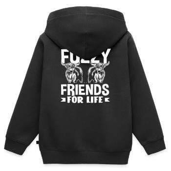 Flauschige Freunde Für Immer Highland Kuh - Kinder Premium Organic Zip Hoodie - Schwarz - Hinten - AI Model Kid Male (0cm)