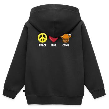 Highland Kuh Frieden Liebe Kühe - Kinder Premium Organic Zip Hoodie - Schwarz - Hinten - AI Model Kid Male (0cm)