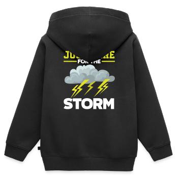 Nur Hier Für Den Sturm Sturmjäger - Kinder Premium Organic Zip Hoodie - Schwarz - Hinten - AI Model Kid Male (0cm)