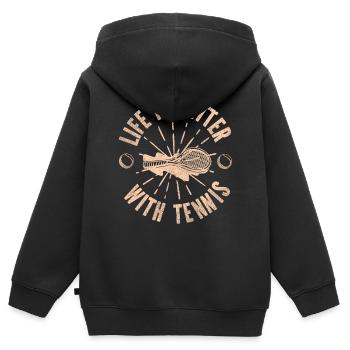 Funny Tennis Player Racket Life Is - Kinder Premium Organic Zip Hoodie - Schwarz - Hinten - AI Model Kid Male (0cm)