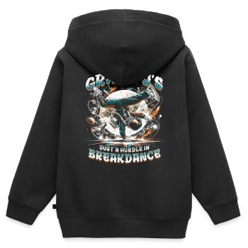 Breakdance B-boy Cascadeur Danseur de rue - Sweat Premium à capuche zippé enfant bio - noir - Dos - AI Model Kid Male (0cm)
