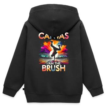 Breakdance B-boy Cascadeur Danseur de rue - Sweat Premium à capuche zippé enfant bio - noir - Dos - AI Model Kid Male (0cm)