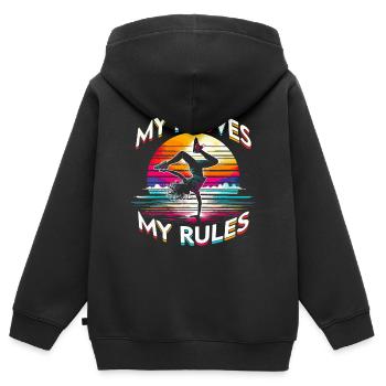 Breakdance B-boy Mes mouvements Mes règles - Sweat Premium à capuche zippé enfant bio - noir - Dos - AI Model Kid Male (0cm)