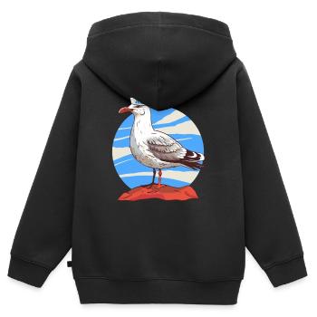 Möwe maritim Matrose - Kinder Premium Organic Zip Hoodie - Schwarz - Hinten - AI Model Kid Male (0cm)