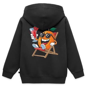 Orange - Kinder Premium Organic Zip Hoodie - Schwarz - Hinten - AI Model Kid Male (0cm)