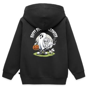 Happy Doggy Halloween Ghost Dog Sneaker Funny - Kids Premium Organic Zip-up Hoodie - black - Back - AI Model Kid Male (0cm)