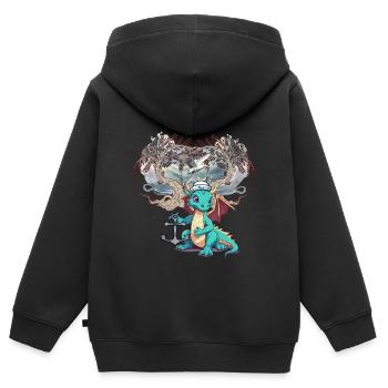 Drache Drachen maritim Matrose Matrosen Kind - Kinder Premium Organic Zip Hoodie - Schwarz - Hinten - AI Model Kid Male (0cm)